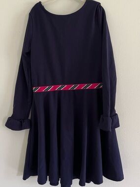 Polo by Ralph Lauren Navy Long-Sleeve Dress with Pink & Green Waistband